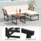 Costway 3 PCS L-Shaped Patio Furniture Set with Loveseat Square Coffee Table Soft Back